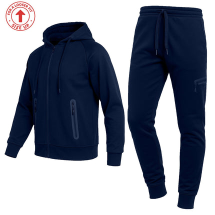 Mens Tech Fleece Hoodie & Jogger Tracksuit 2-Piece Athletic Outfit (Size- S–3XL)