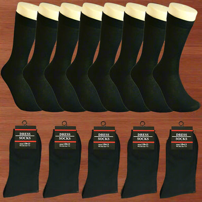 3-12 Pairs Mens Solid Black Cotton Casual Formal Classic Dress Socks Size 10-13 - PremiumBrandGoods