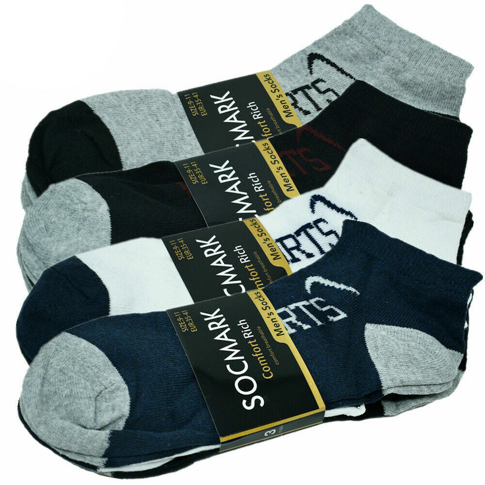 Mens Cotton Ankle Socks 3-12 Pairs Low Cut Athletic Sports Crew Size 9-13 - PremiumBrandGoods