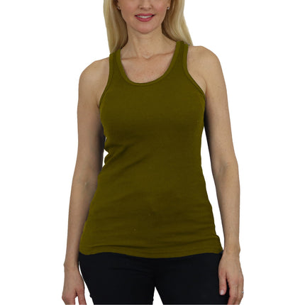 Women's Ribbed Tank Top - Soft Cotton Blend, Regular Fit, Gym & Lounge Wear