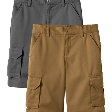 Boys Flex Comfort Super Stretch Cotton Cargo Shorts (Sizes: 8-18) New 2 PACK