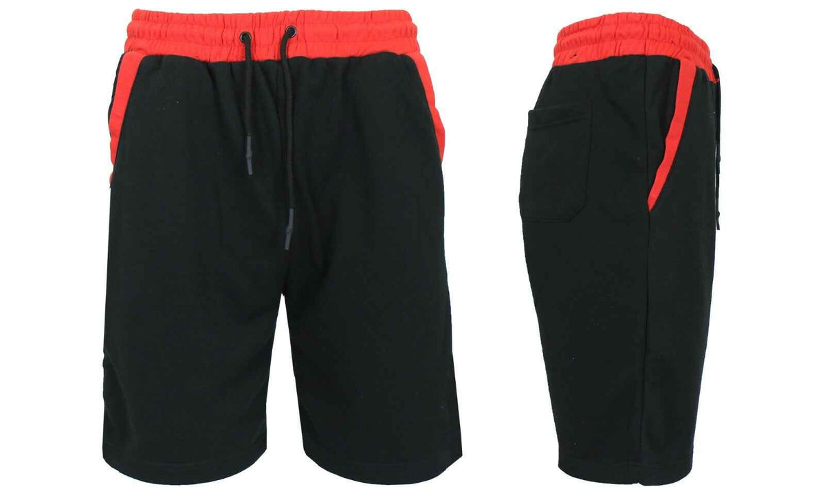 Men's French Terry Jogger Sweat Lounge Shorts With Contrast Color Trim Design