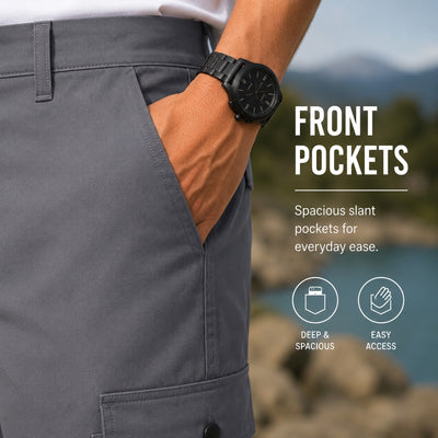 Men's Cotton Flex Stretch Cargo Shorts, No Belt