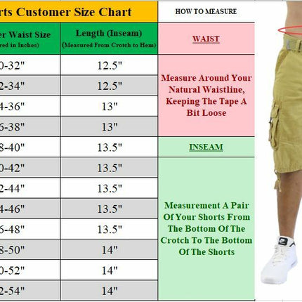 Mens Vintage Cargo Utility Shorts Includes belt Perfect for Camping and Hiking