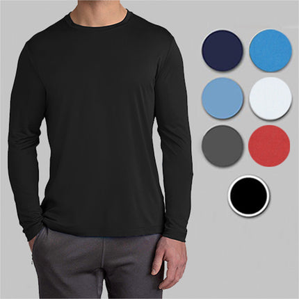 Men's Moisture Wicking Long Sleeve Performance Crew Neck Tagless Tee-NEW , S-2XL
