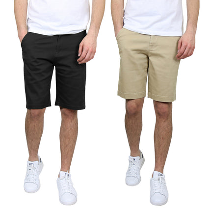 Men's 5-Pocket Flat-Front Stretch Twill Chino Short 2 PACK (Size 30-42)FREE SHIP