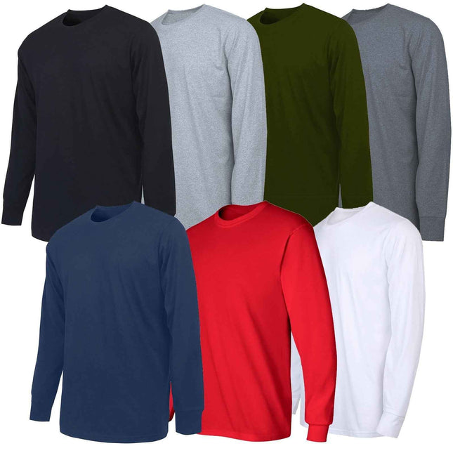 Mens Long Sleeve Crew Neck & Performance Tees Layer Lounge Gym Work Casual NEW