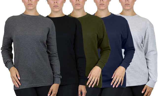 Women's 3-Pack Classic Soft Knit Thermal Shirts – Ribbed & Warm (Sizes- S-2XL)