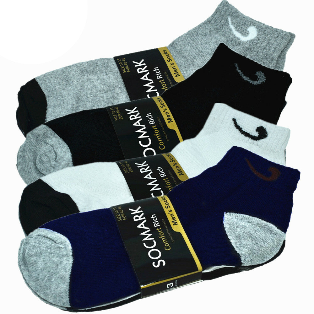 Mens Cotton Ankle Socks 3-12 Pairs Low Cut Athletic Sports Crew Size 9-13 - PremiumBrandGoods