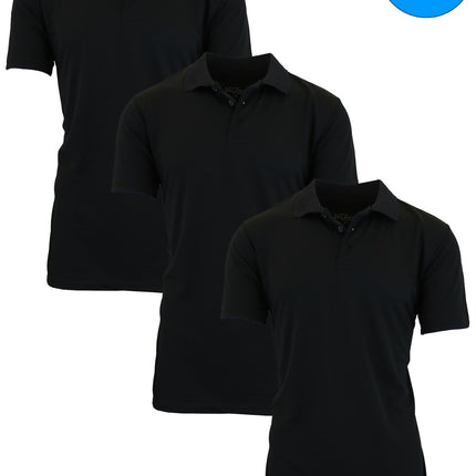 Men's Short Sleeve Moisture Wicking Polo Shirts Lounge Running Gym 3-PACK NEW