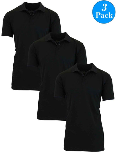 Men's Short Sleeve Moisture Wicking Polo Shirts Lounge Running Gym 3-PACK NEW