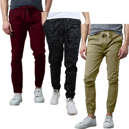 Men’s Slim-Fit Fashionable Twill Jogger Pants 3 Pack (Sizes S-2XL) NEW FREE SHIP