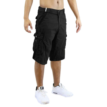 Men's Distressed Washed Cotton Cargo Shorts With Belt (Size 30-42) NEW FREE SHIP