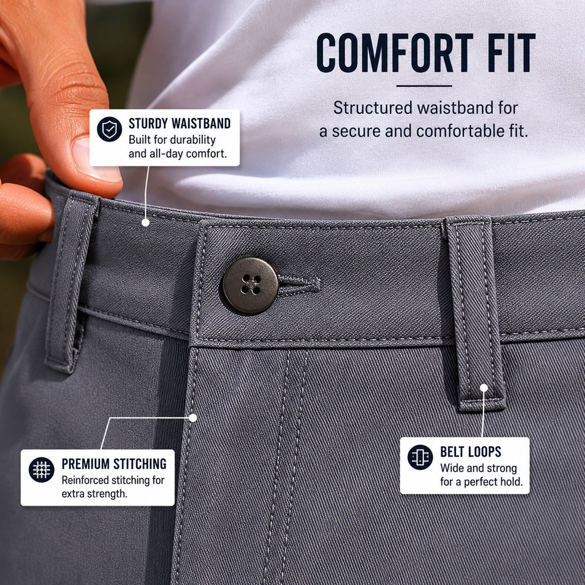 Men's Cotton Flex Stretch Cargo Shorts, No Belt