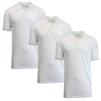 Men's Pique Polo Shirts for Uniform & Casual Wear, 3-Pack