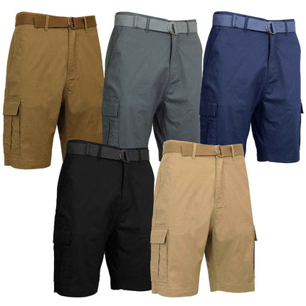 Men's Cotton Flex Stretch Cargo Shorts With Belt Lounge Summer Colors 30-42
