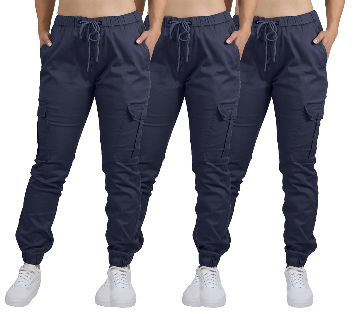 Women's Stretch Cotton Cargo Jogger Pants, 3-Pack, S-2XL