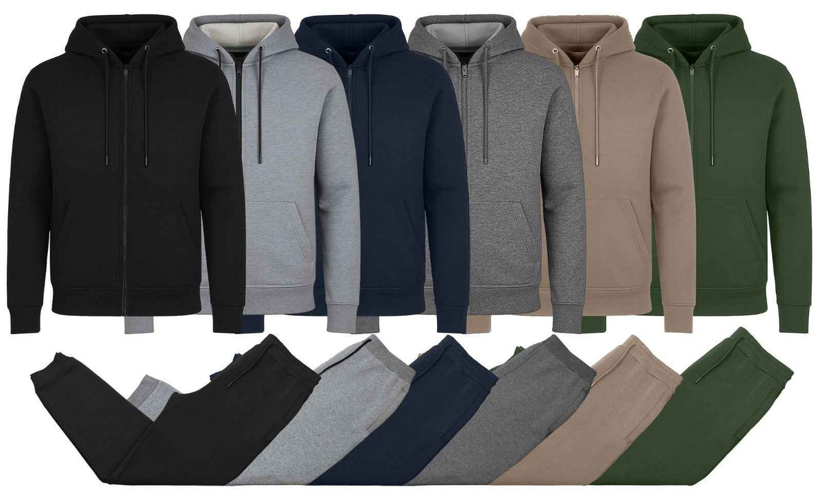 Men's Fleece Lined Hoodie & Jogger Sweatpants Set Activewear Lounge (S-2XL)