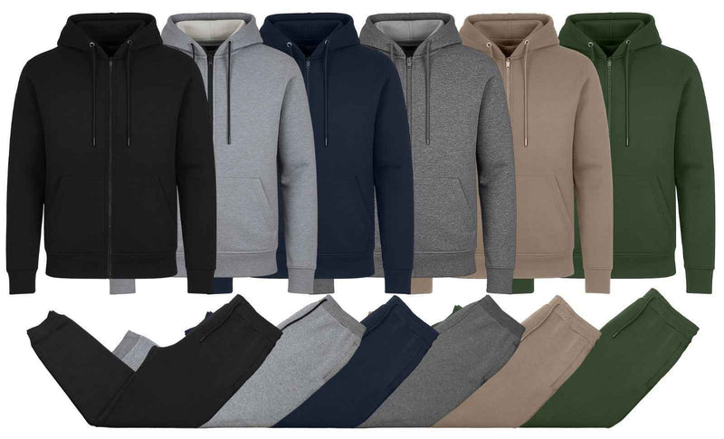 Men's Fleece Lined Hoodie & Jogger Sweatpants Set Activewear Lounge (S-2XL)