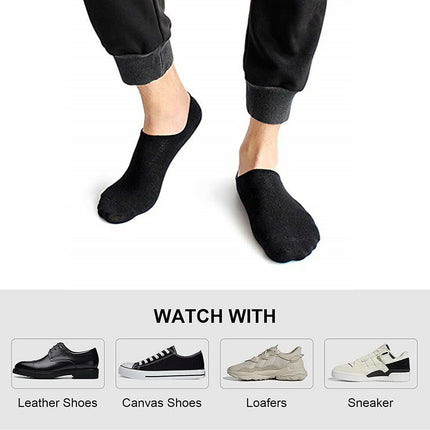3-12 Pairs Mens No Show Invisible Nonslip Loafer Solid Boat Cotton Low Cut Socks - PremiumBrandGoods