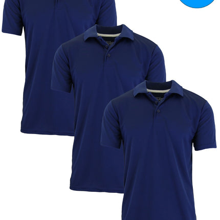 Men's Short Sleeve Moisture Wicking Polo Shirts Lounge Running Gym 3-PACK NEW
