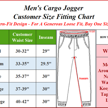 Mens Cargo Jogger Pants Cotton Flex with Stretch Comfort (Size: S-2XL) FREE SHIP