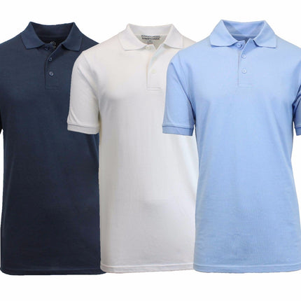 3 Pack - Men's Pique Polo Shirt - Uniform - Lounge- Casual - Free Shipping- NWT