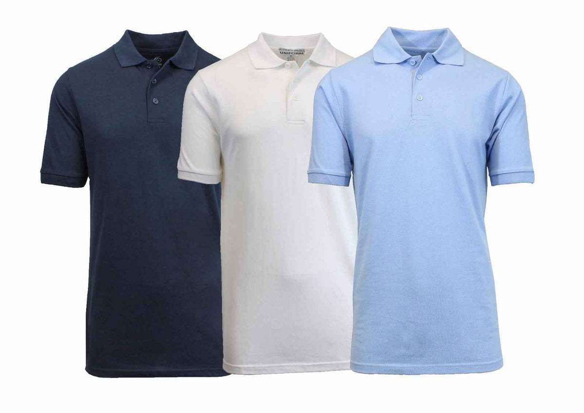 3 Pack - Men's Pique Polo Shirt - Uniform - Lounge- Casual - Free Shipping- NWT