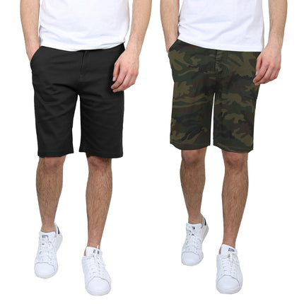 Men's 5-Pocket Flat-Front Stretch Twill Chino Short 2 PACK (Size 30-42)FREE SHIP