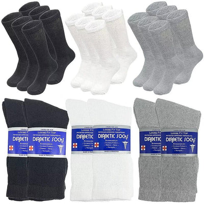 Wholesale Bulk Mens Diabetic Crew Socks Health Circulatory Size 9-11,10-13,13-15 - PremiumBrandGoods