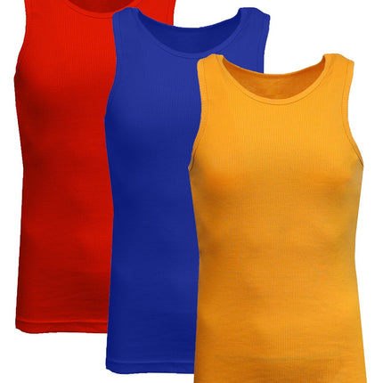 Men's 3 Pack Ribbed Tank Top Shirts Muscle Sleeveless Gym Beach Undershirt NWT