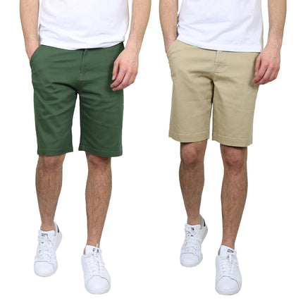 Men's 5-Pocket Flat-Front Stretch Twill Chino Short 2 PACK (Size 30-42)FREE SHIP