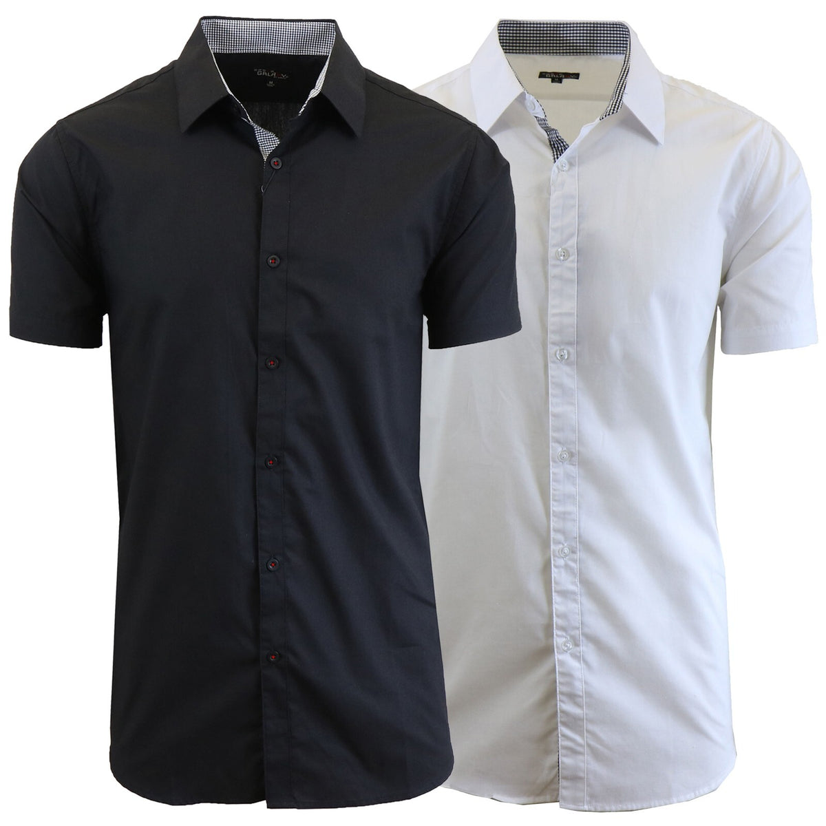 Men's Slim Fit Short Sleeve Button-Down Dress Shirts, 2-Pack