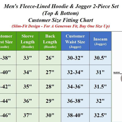 Mens Tech Fleece Hoodie & Jogger 2-Piece Set With Heat Seal Zipper Design S-4XL