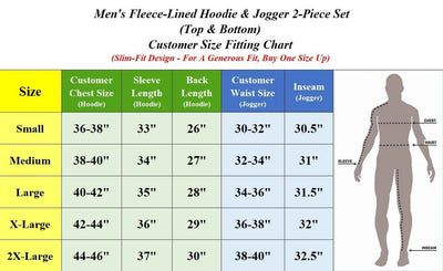 Mens Tech Fleece Hoodie & Jogger 2-Piece Set With Heat Seal Zipper Design S-4XL