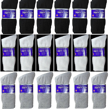 Wholesale Bulk Mens Diabetic Crew Socks Health Circulatory Size 9-11,10-13,13-15 - PremiumBrandGoods