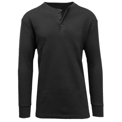 Men's Long Sleeve 3 Button Henley Waffle Knit Thermal Undershirt Tee Free Ship