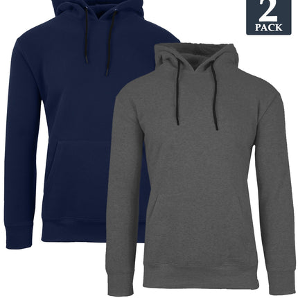 Men's 2-PACK Heavyweight Premium Fabric Fleece Lined Pullover Hoodie (M-2XL) NEW
