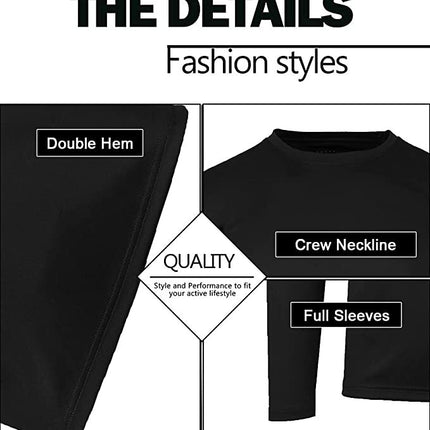 Mens Long Sleeve Crew Neck Performance Tees Layer Lounge Gym Work Casual NEW