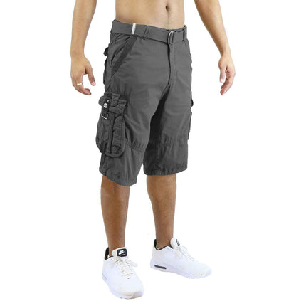 Men's Distressed Washed Cotton Cargo Shorts With Belt (Size 30-42) NEW FREE SHIP