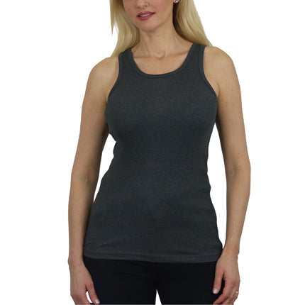Women's Ribbed Tank Top - Soft Cotton Blend, Regular Fit, Gym & Lounge Wear
