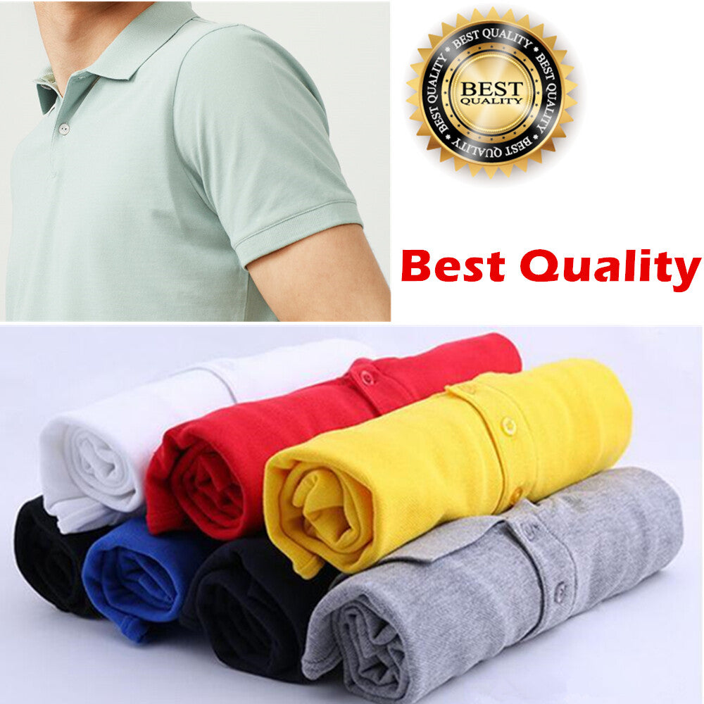 Men's Polo Shirt Dri-Fit Golf Sports Plain Cotton Jersey T Shirt Short Sleeve - PremiumBrandGoods