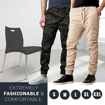 Mens Cargo Jogger Pants Sweatpants Cotton Twill Combat Stretch Active Trousers
