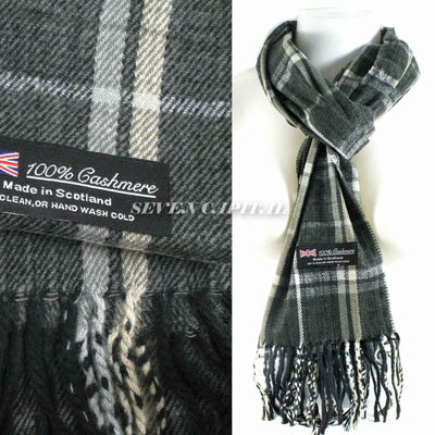 Mens Womens Winter Warm SCOTLAND Made 100% CASHMERE Scarf Scarves Plaid Wool