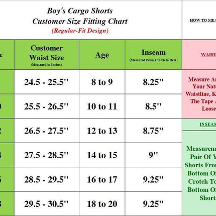 Boys Flex Comfort Super Stretch Cotton Cargo Shorts (Sizes: 8-18) New 2 PACK