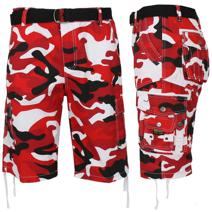 Mens Vintage Cargo Utility Shorts Includes belt Perfect for Camping and Hiking