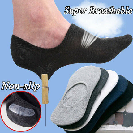 3-12 Pairs Mens No Show Invisible Nonslip Loafer Solid Boat Cotton Low Cut Socks - PremiumBrandGoods