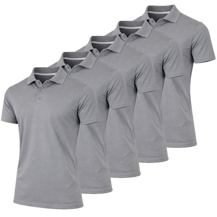 Men's Short Sleeve Moisture Wicking Polo Shirts Lounge Running Gym 5-PACK NEW