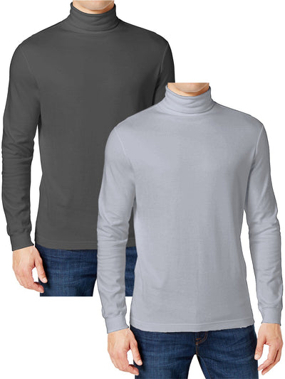 Men's Long Sleeve Turtleneck T-Shirts, 2-Pack