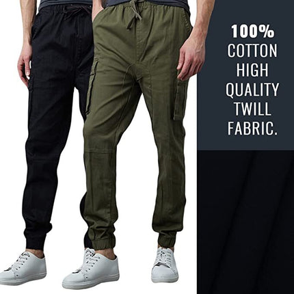 Mens Cargo Jogger Pants Sweatpants Cotton Twill Combat Stretch Active Trousers